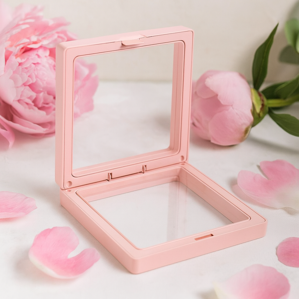 Lebegő kijelzőkeret 3D 9x9cm rózsaszín