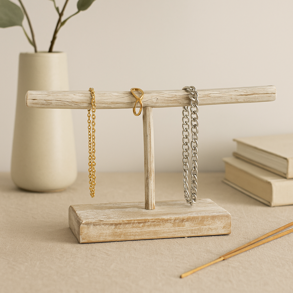 Schmuckständer mit einzelnem Zweig - Weiß getüncht