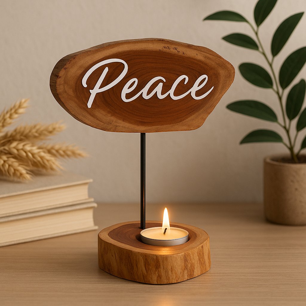 Suport de lumânare tealight din lemn - Pace