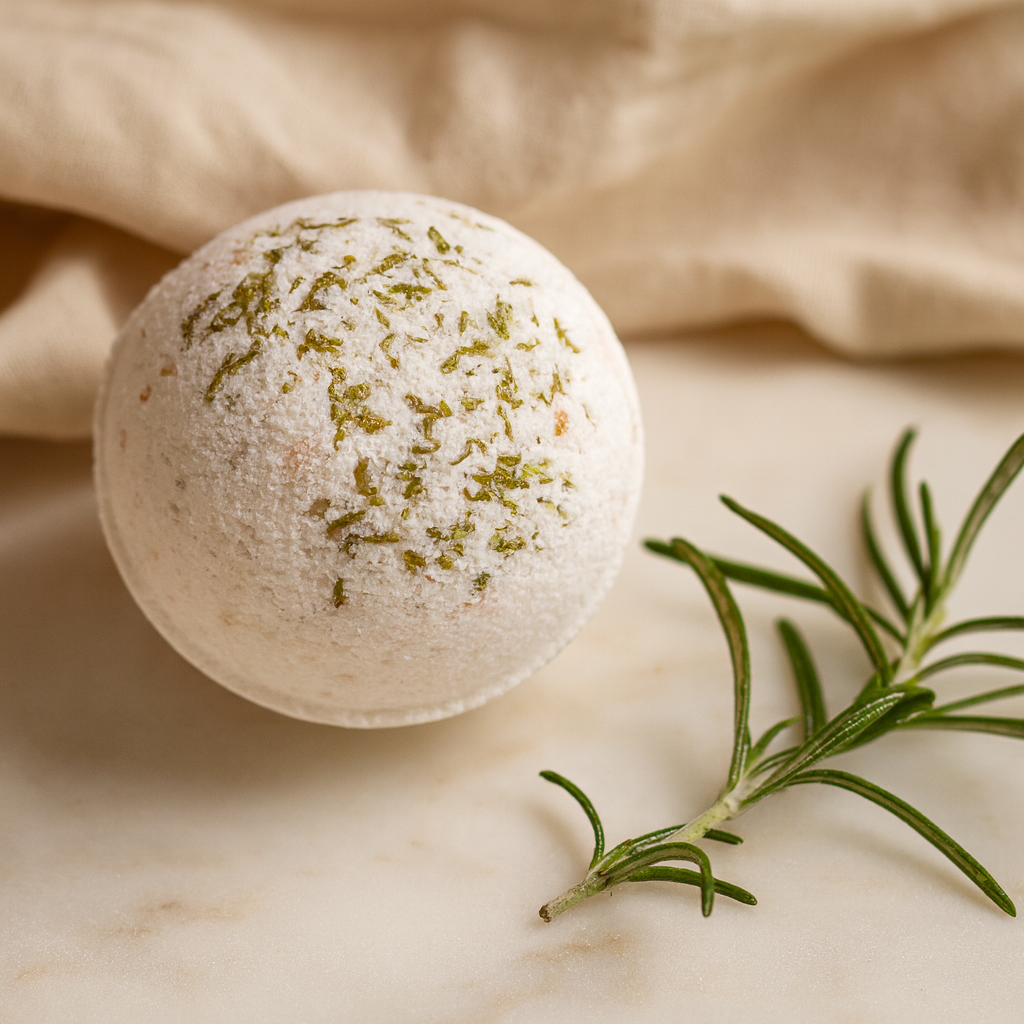 Bombe de bain au sel de l'Himalaya avec romarin et sauge sclarée