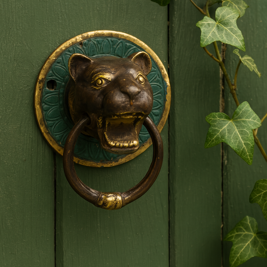 Brass Door Knocker, Tiger Head