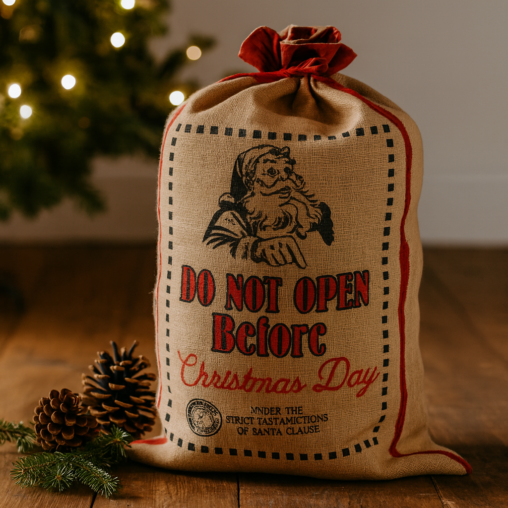 Jute Sack Do Not Open Before Christmas