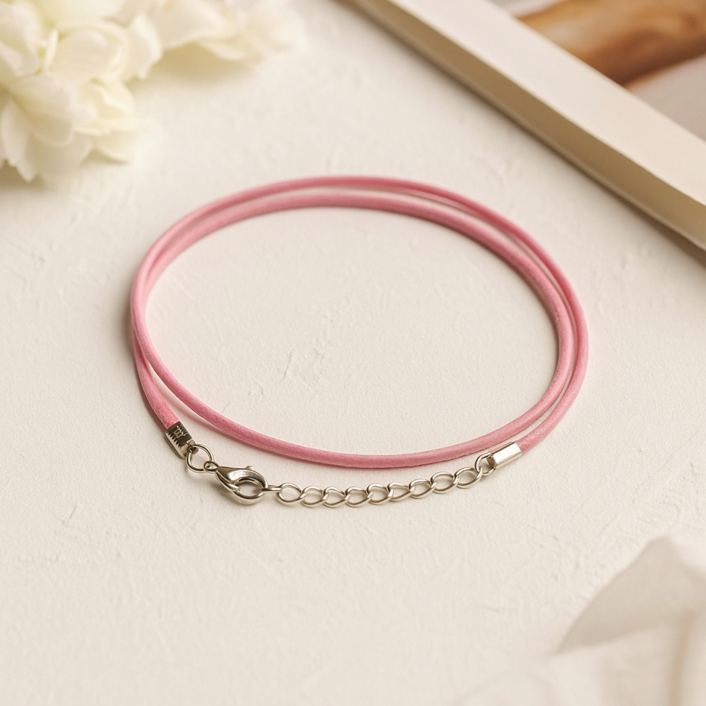 Vokset bomulds halskæde snor 2mm 55cm pink