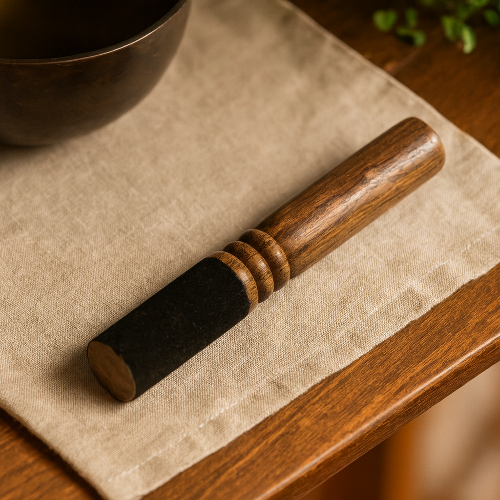 Singing Bowl Mallet Wooden Stick 18cm Medium Double-Ring
