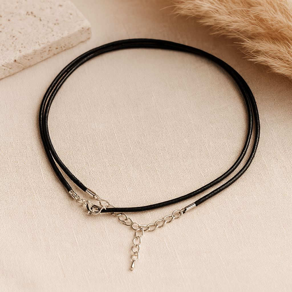 Waxed Cotton Necklace Cord Black, 2mm x 55cm
