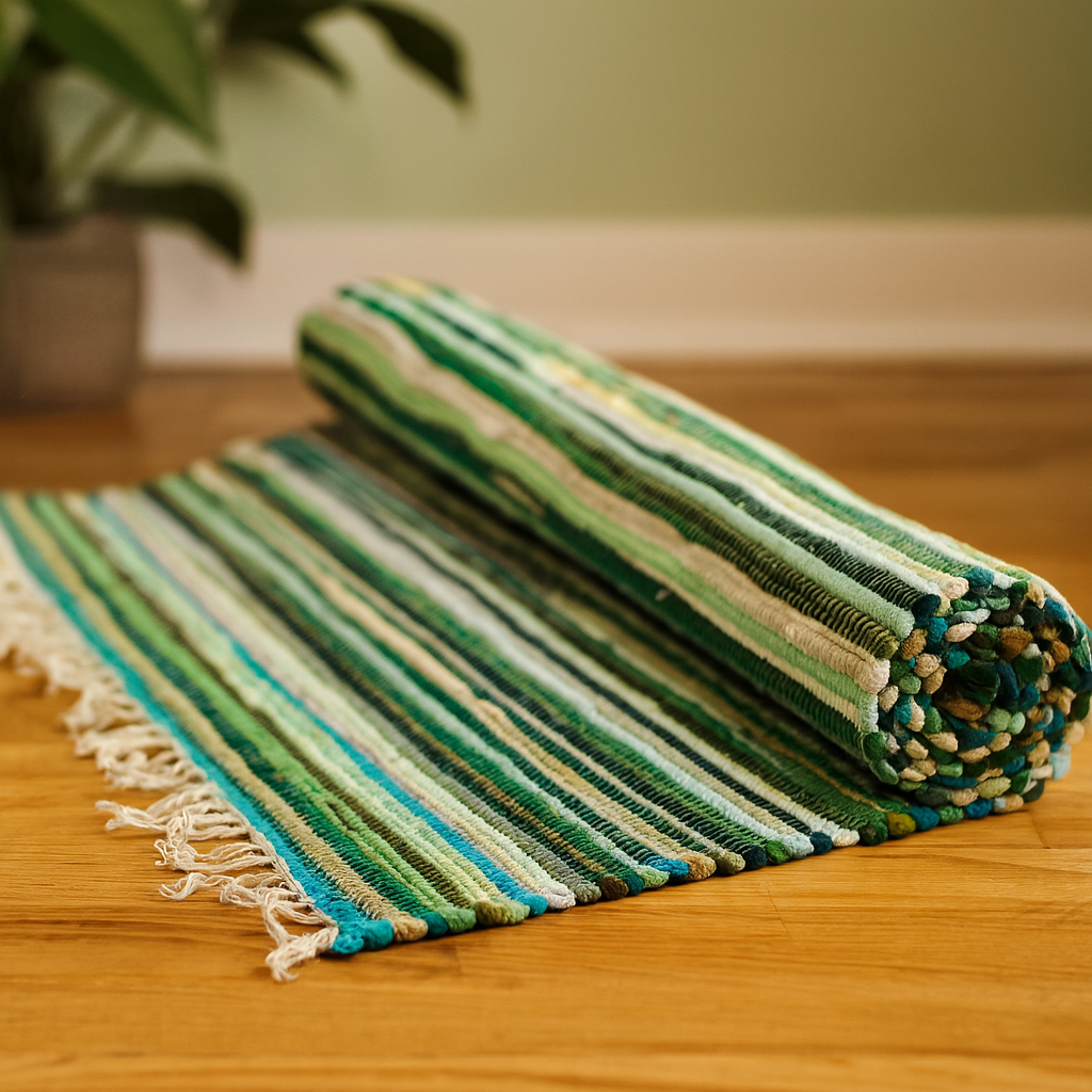 Flickenteppich - 150x90cm - Natürliches Grün