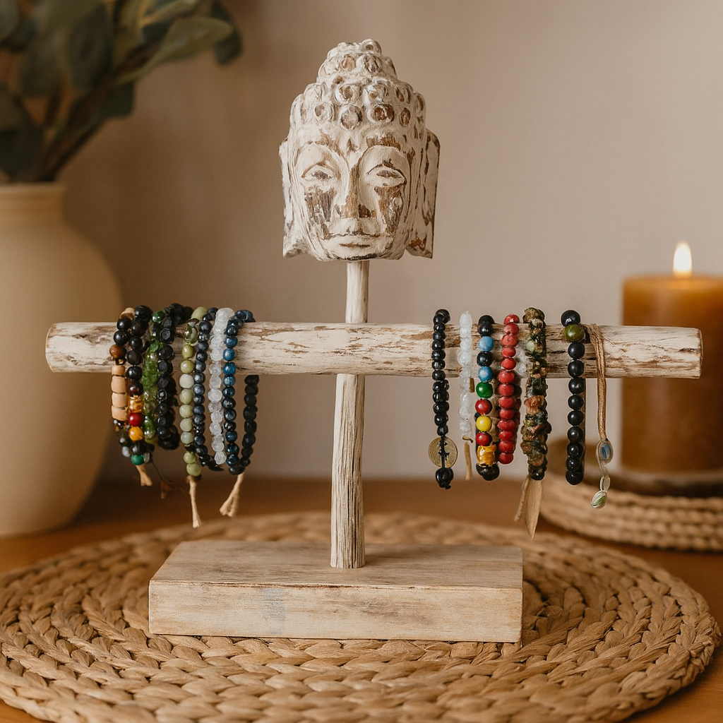 Einzelner Zweig und Buddha-Ständer - Weiß getüncht