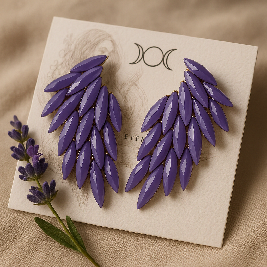 Vintage Lavender Glass Angel Wing Dangle Earrings