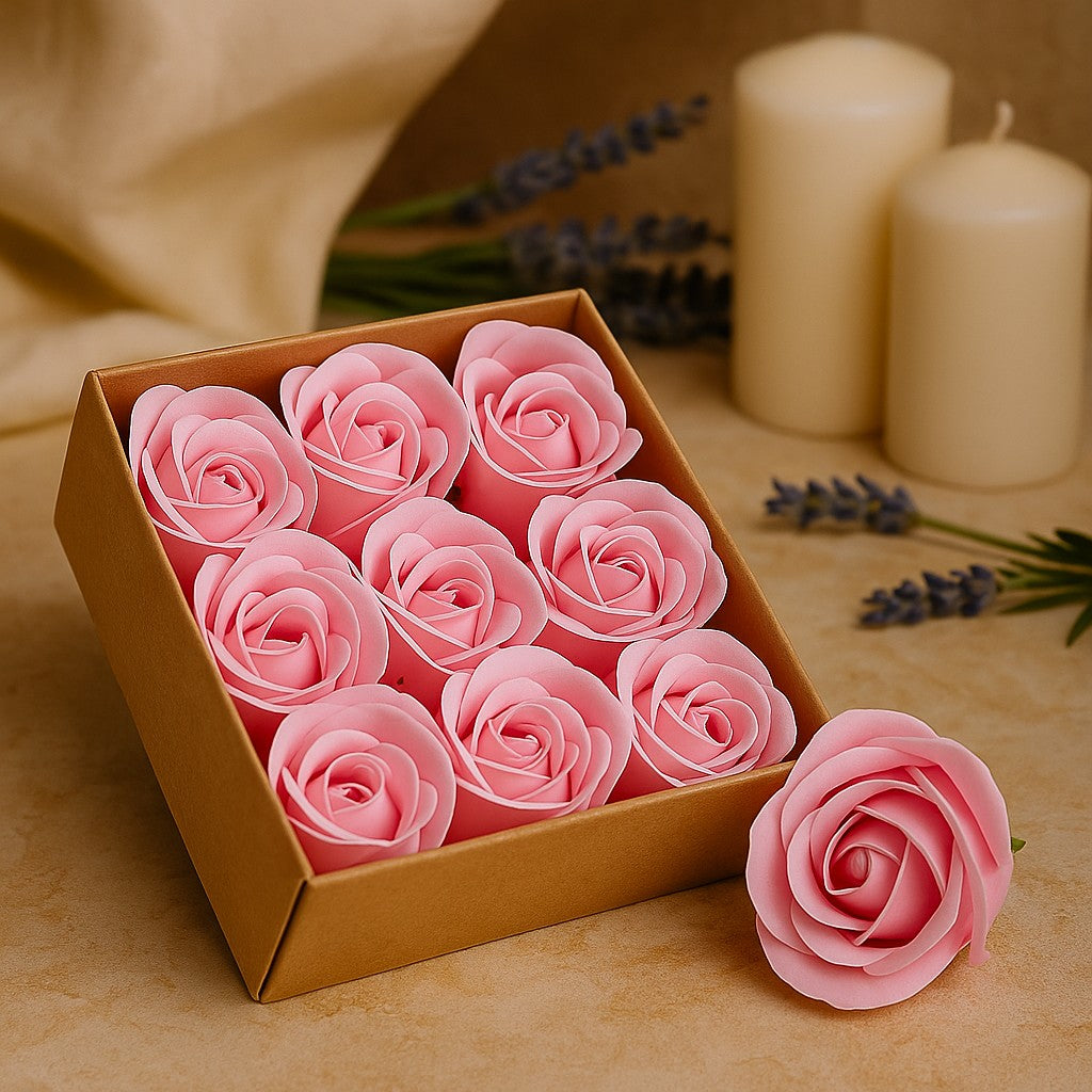 Zeepbloemen Medium Rozenblush Set van 10
