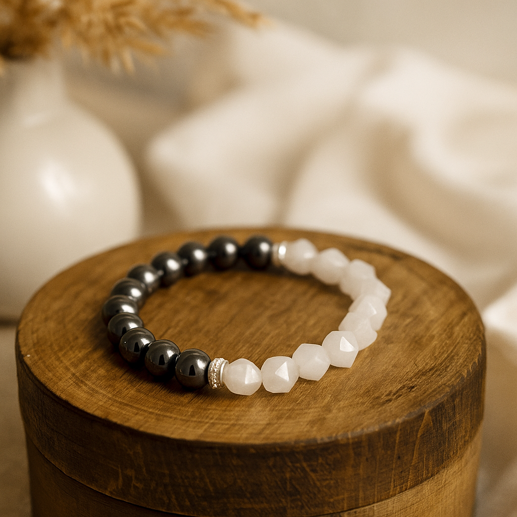 Rose Quartz Gemstone Bracelet Faceted Magnetic