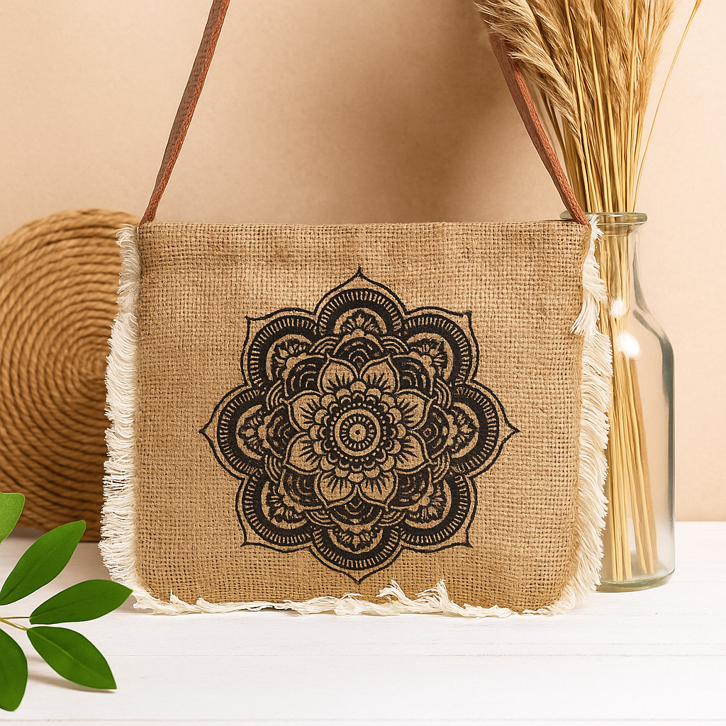 Сумка с бахромой, принт Мандала