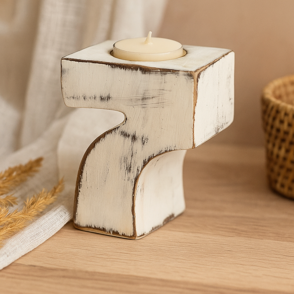 Decoración de cumpleaños de madera con el número 7