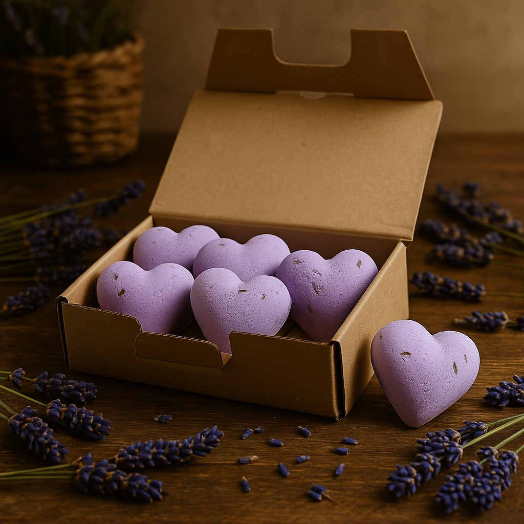 Bombe da bagno a forma di cuore Lavanda francese 70g confezione da 5
