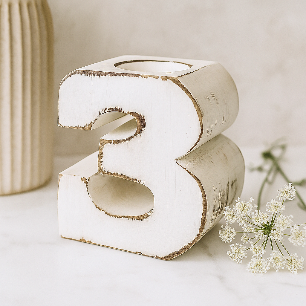 Número 3 de madera, cumpleaños