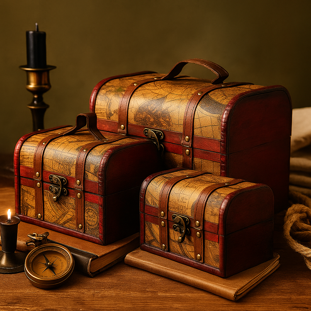 Old Map Chests Set of 3