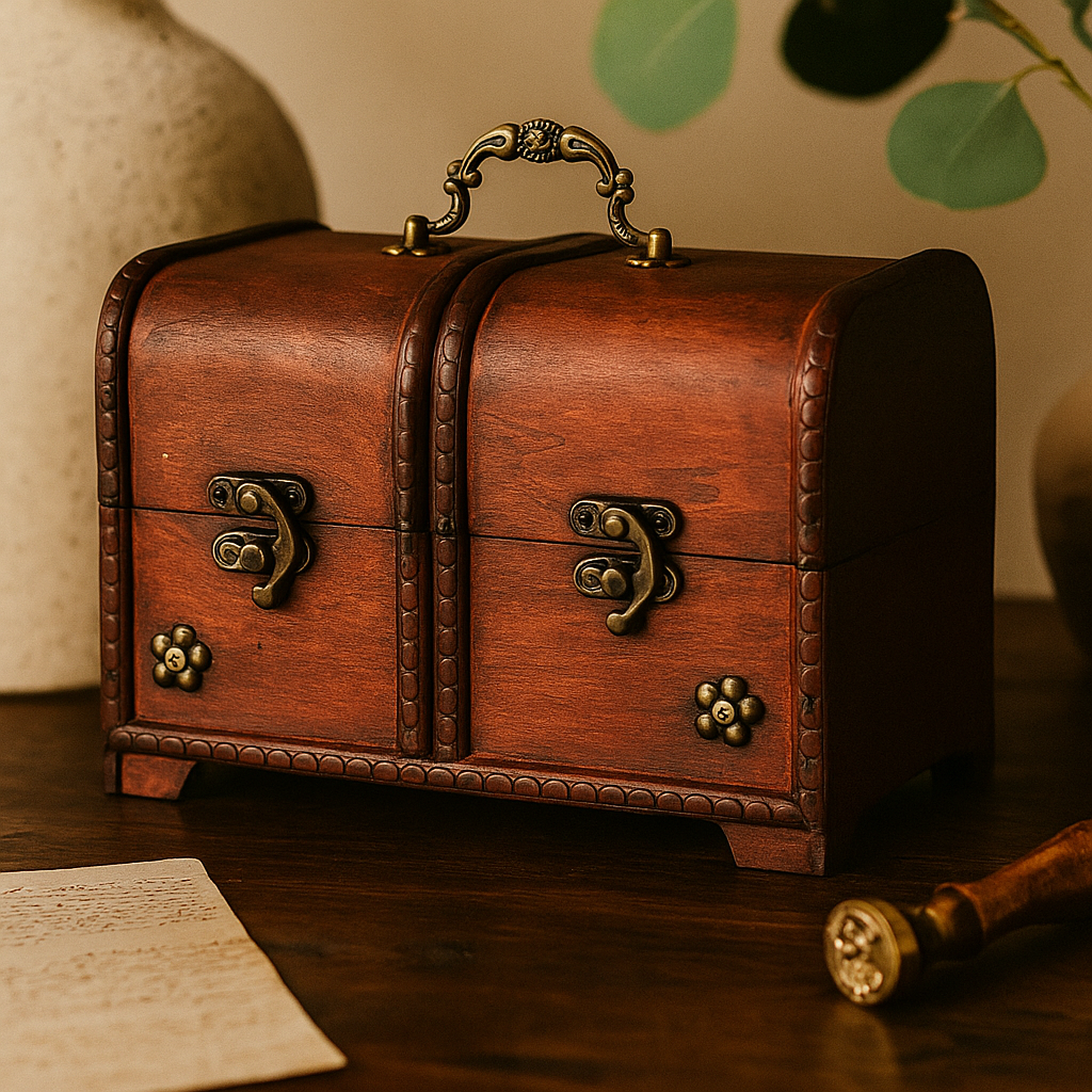 Винтажные коробки с латунной фурнитурой набор из 3 штук