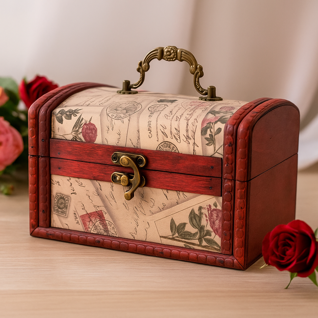 Koloniale kasser sæt med 2 - rosedesign