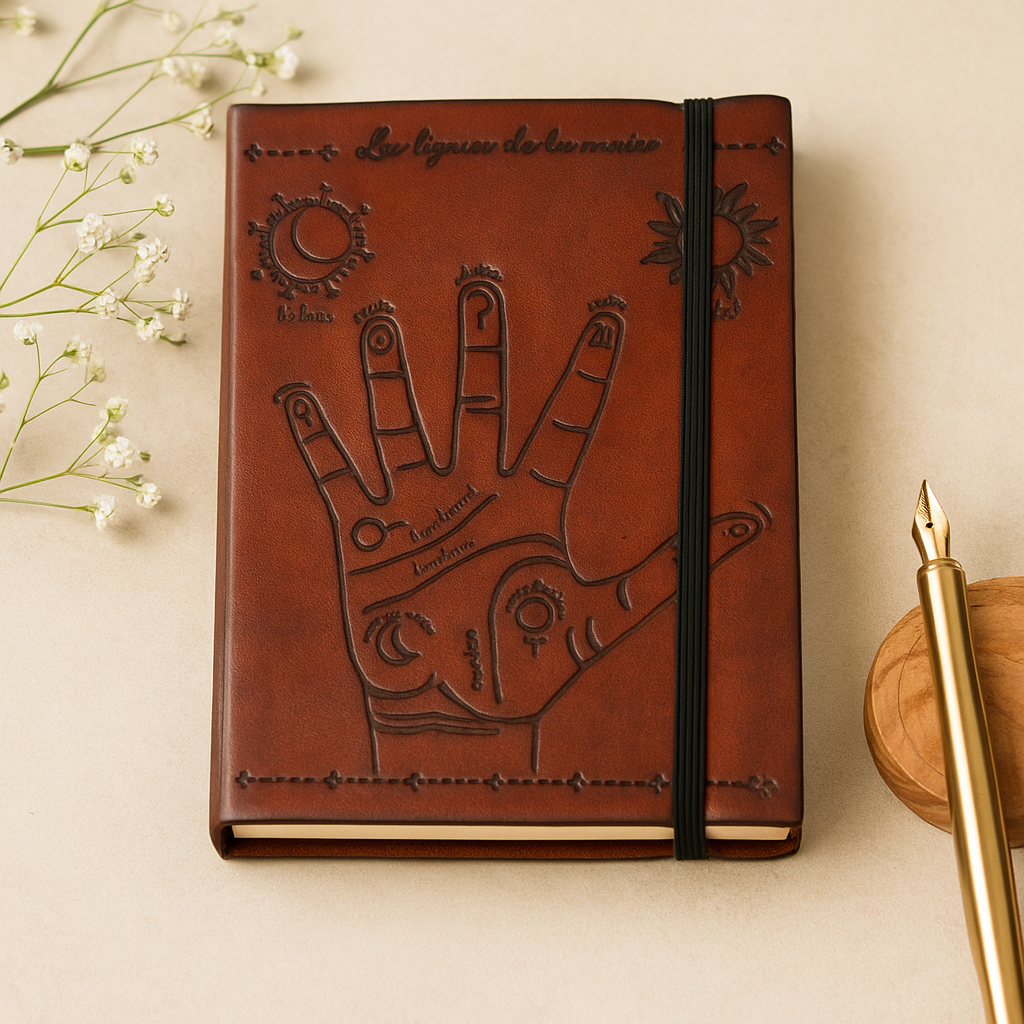 Leather Notebook Small Unlined Palmistry With Strap