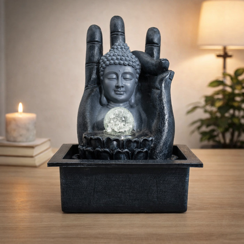 Stolná vodná fontána Buddha Ruka a Hlava (20x25x35cm)