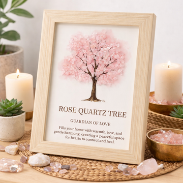 Gemstone Picture - Tree of Life - Rose Quartz (20x14.7x1cm), Oil Burner