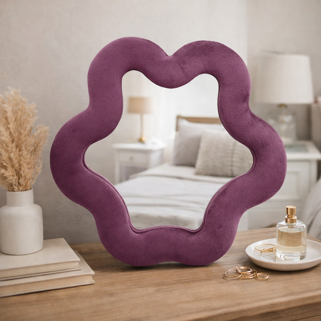 Oglindă moale ondulată – Stea – Mov pal (33x31x2,3cm)
