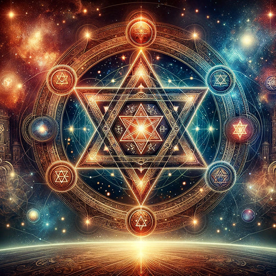 Hexagram, the six-pointed Star of David, joining the divine and earthly realms