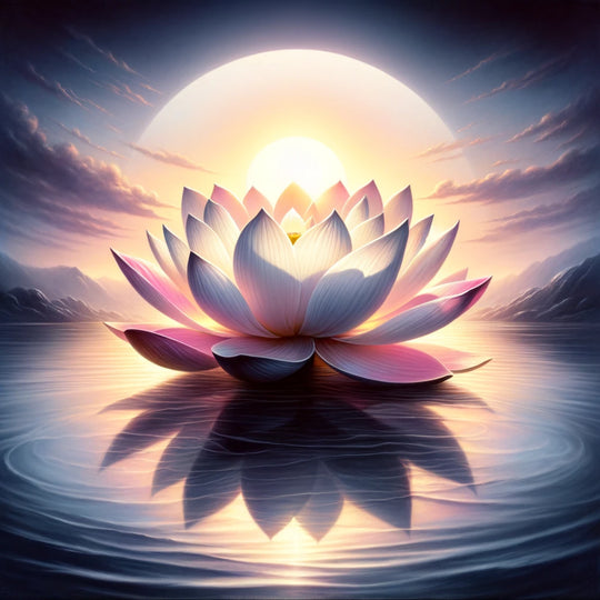 Lotus flower rising from still water, an Eastern symbol of purity and enlightenment