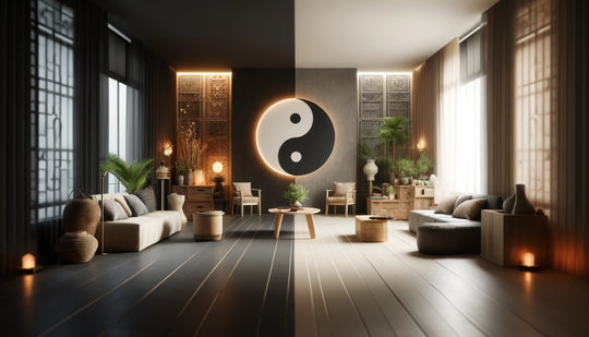 Un espace de vie Feng Shui divisé en deux moitiés équilibrées de Yin et de Yang, l’une calme et ombragée, l’autre lumineuse et chaleureuse
