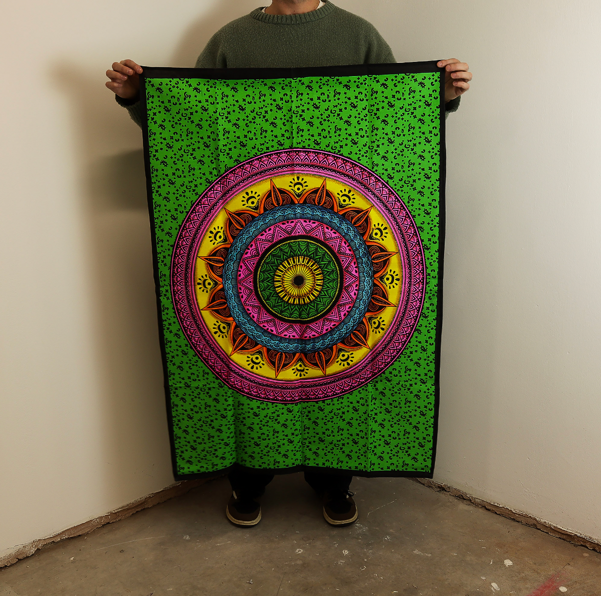 Cotton Wall Art 70X110Cm Mandala Vibrant