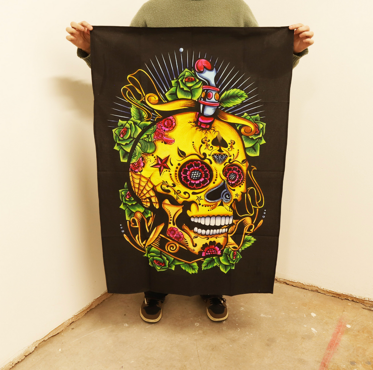 Cotton Wall Art 70X110Cm Dead Of The Dead Skull