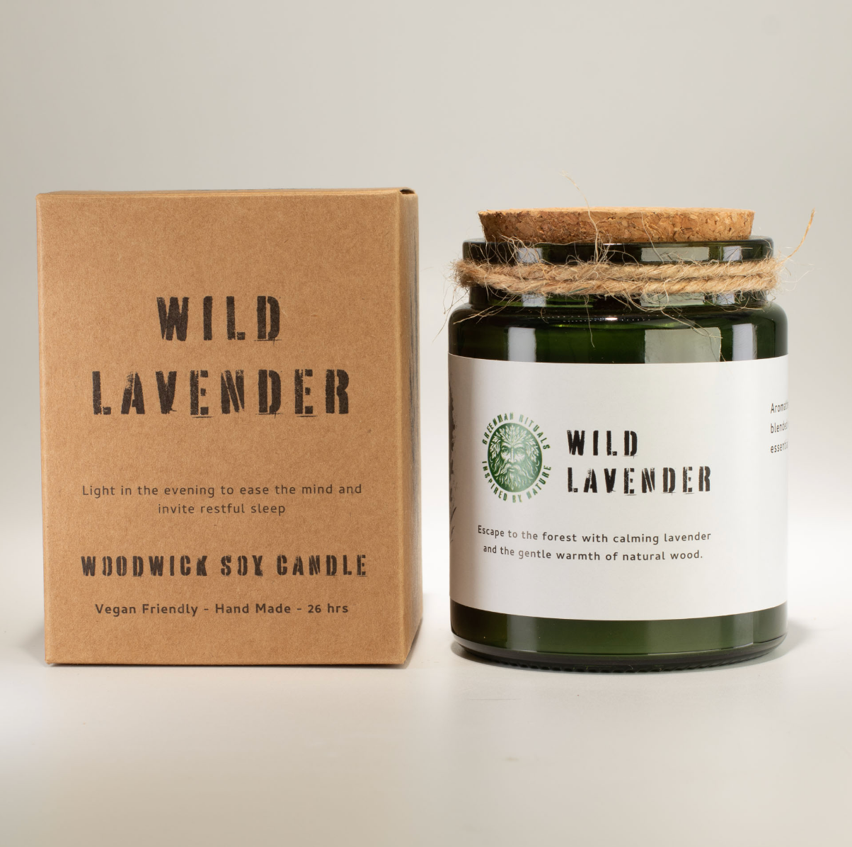 Greenman Woodwick Soy Candle Wild Lavender