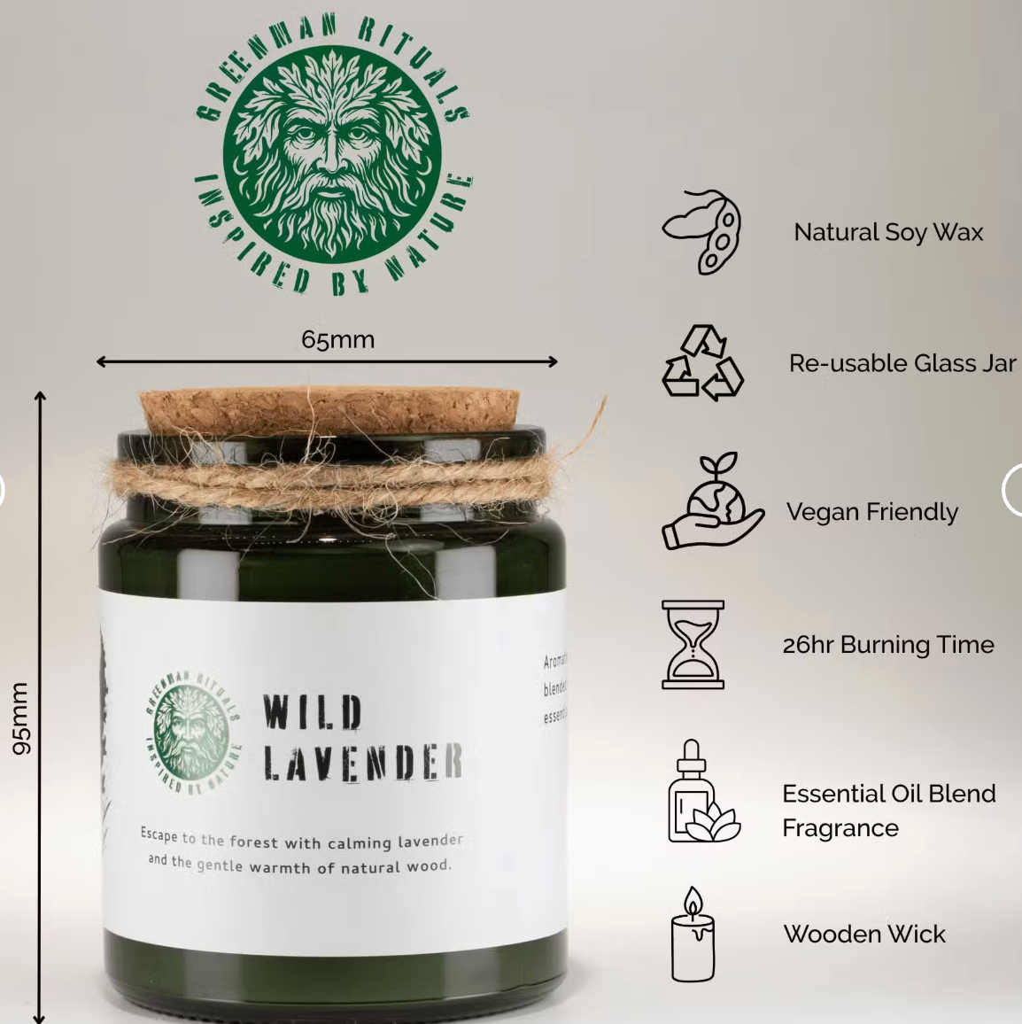 Greenman Woodwick Soy Candle Jasmine Glade