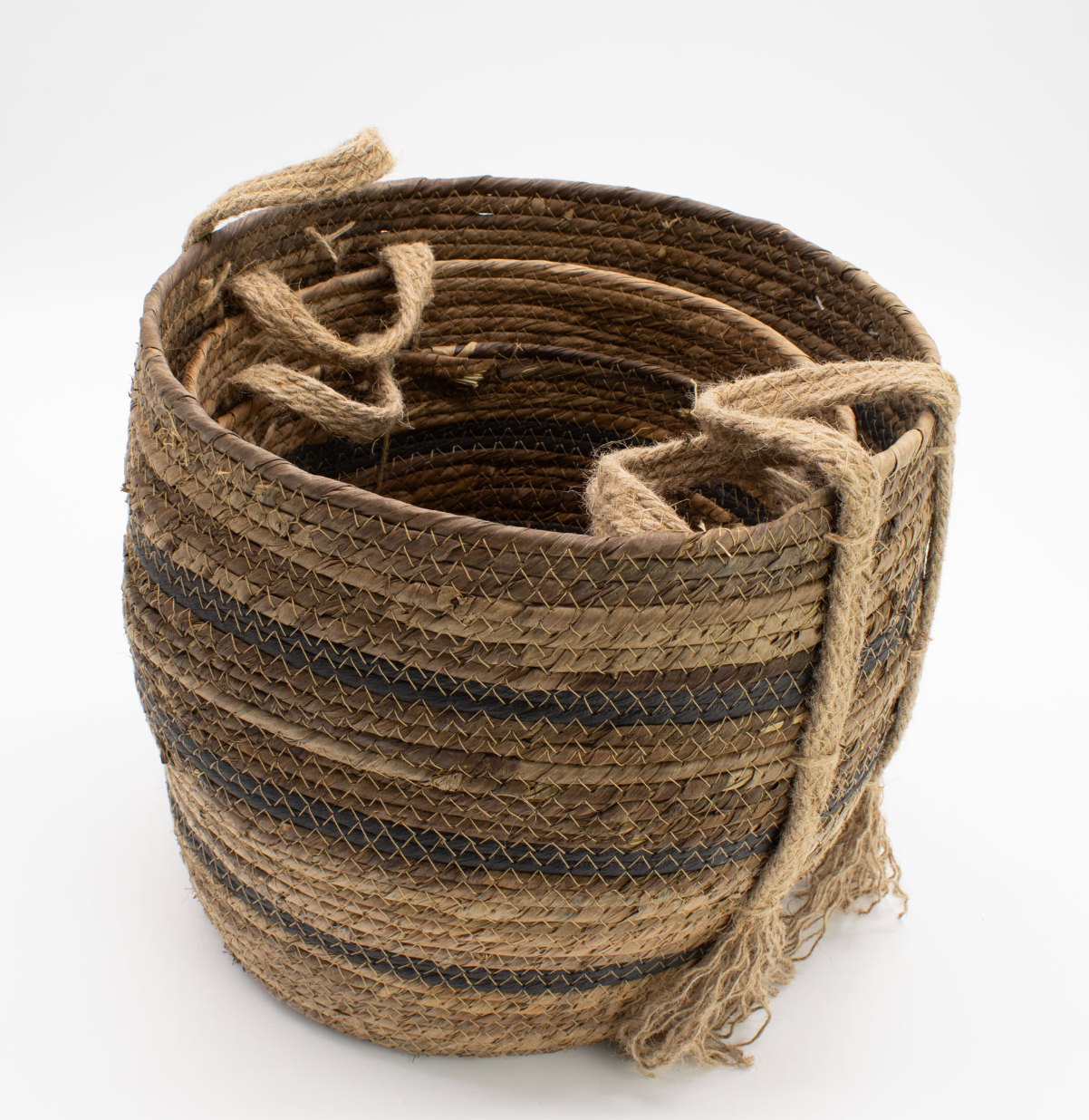 Bananna Leaf & Seagrass Large Baskets - Natural Browns- Set of 3