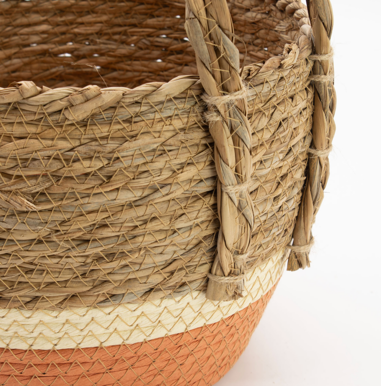 Velike košare od slame i morske trave - prirodne i narančaste - set od 3