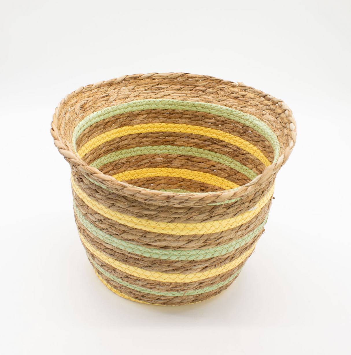 Seagrass & Straw Vase Shaped Baskets - Natural Yellow & Green - Set of 3