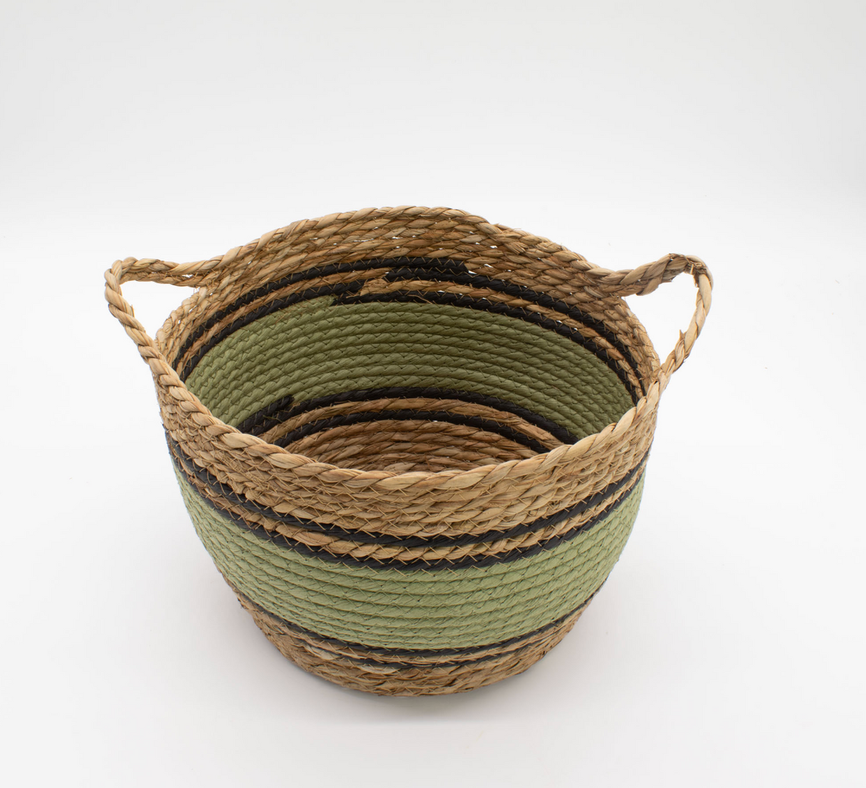 Cotton Seagrass Large Baskets Natural Black Green Set Of 3