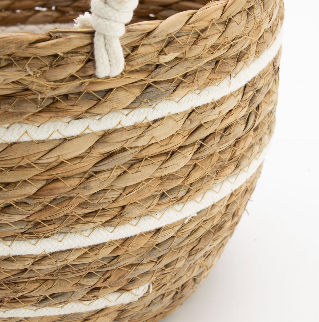 Cotton Seagrass Large Baskets Natural Stripes Set Of 3