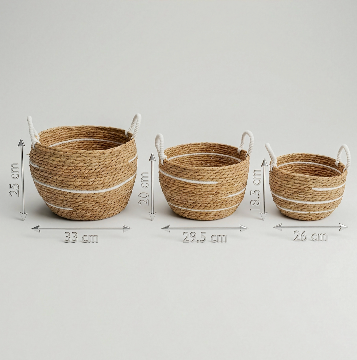 Cotton Seagrass Large Baskets Natural Stripes Set Of 3