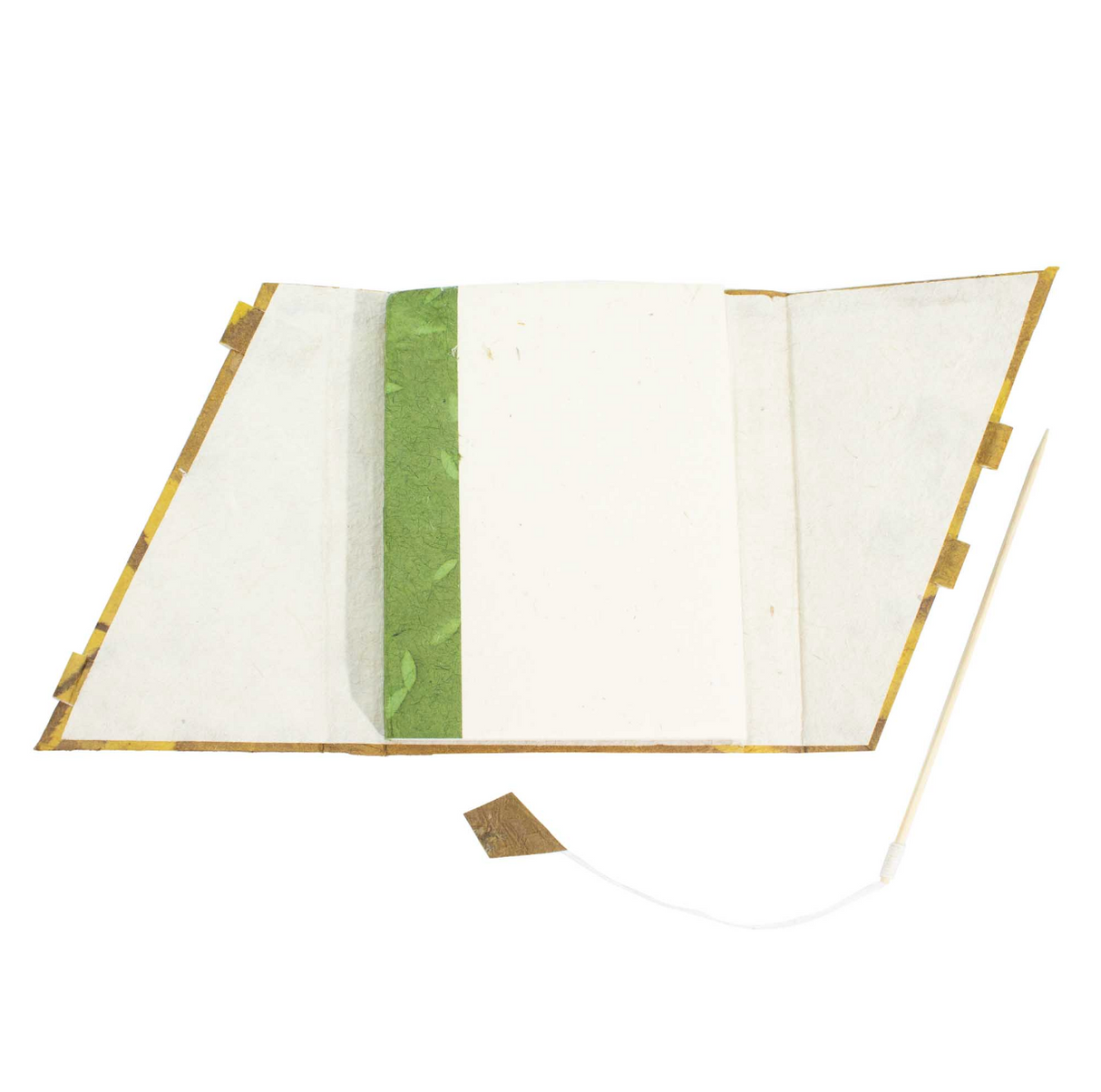 Zápisník s uzamykateľnou väzbou z bambusu Lokta Bold s kvetinovým vzorom – Stredný (15x12 cm) – 45 listov – Machovo zelený