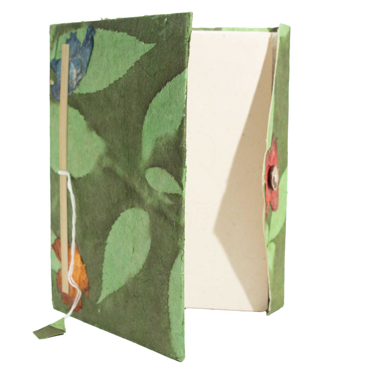Lokta Bold Floral Notebook Large 21X15Cm 45 Leaves Includes Bookmark Moss Green