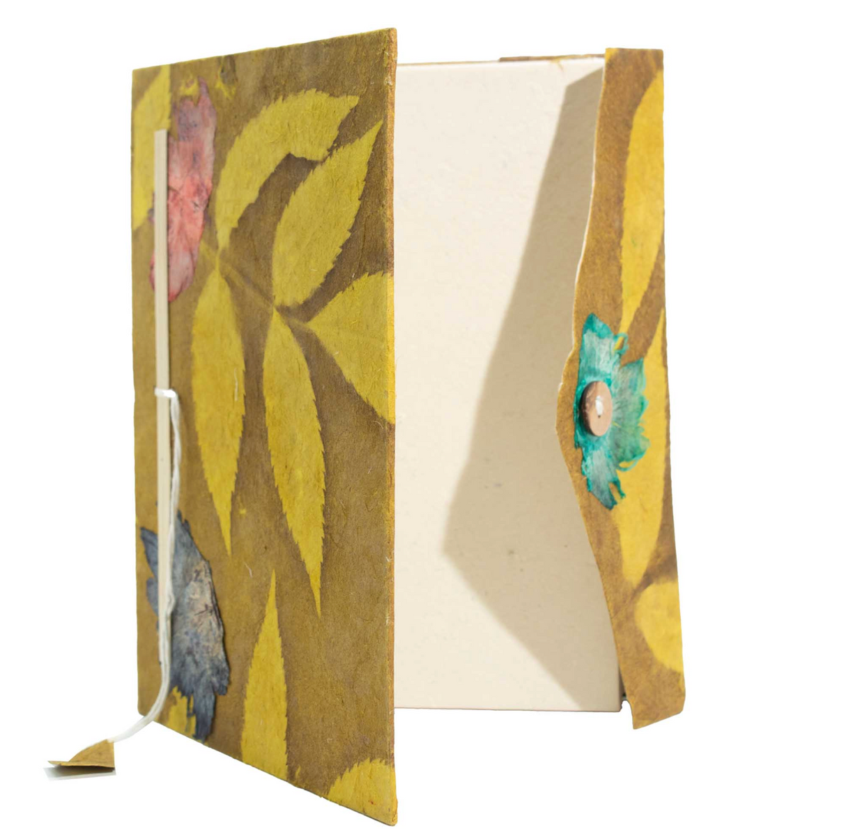 Lokta Bold Floral Notebook Large 21X15Cm 45 Leaves Includes Bookmark Mustard Brown