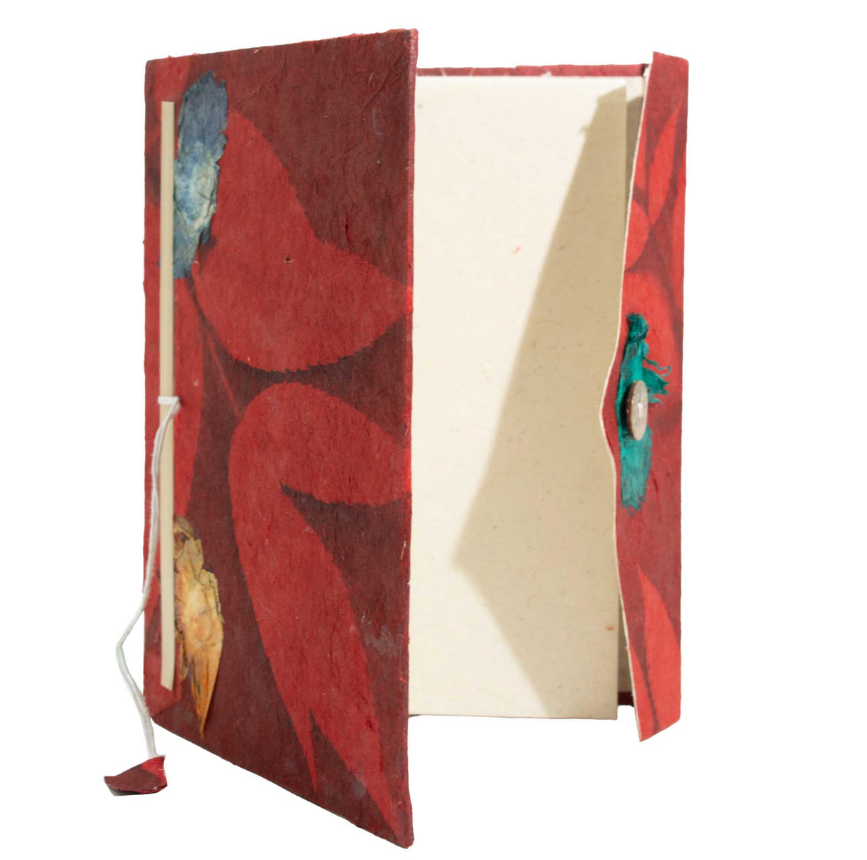 Lokta Bold Floral Notebook Large 21X15Cm 45 Leaves Includes Bookmark Ruby