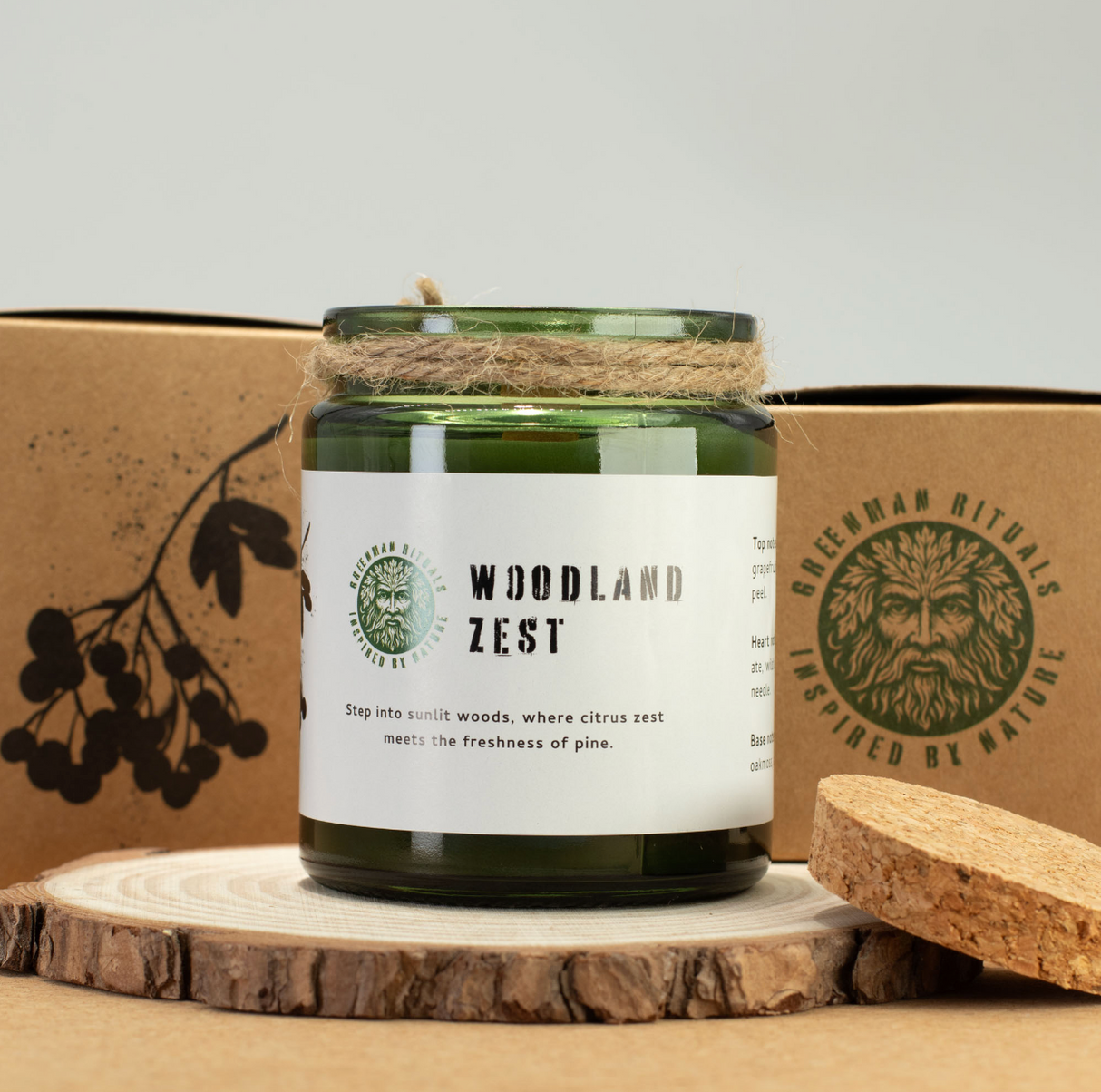 Greenman Woodwick Soy Candle Woodland Zest