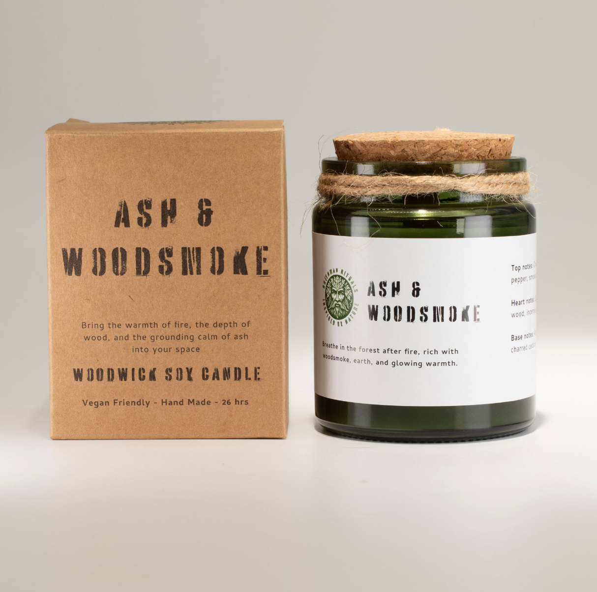 Greenman Woodwick Soy Candle Ash Woodsmoke