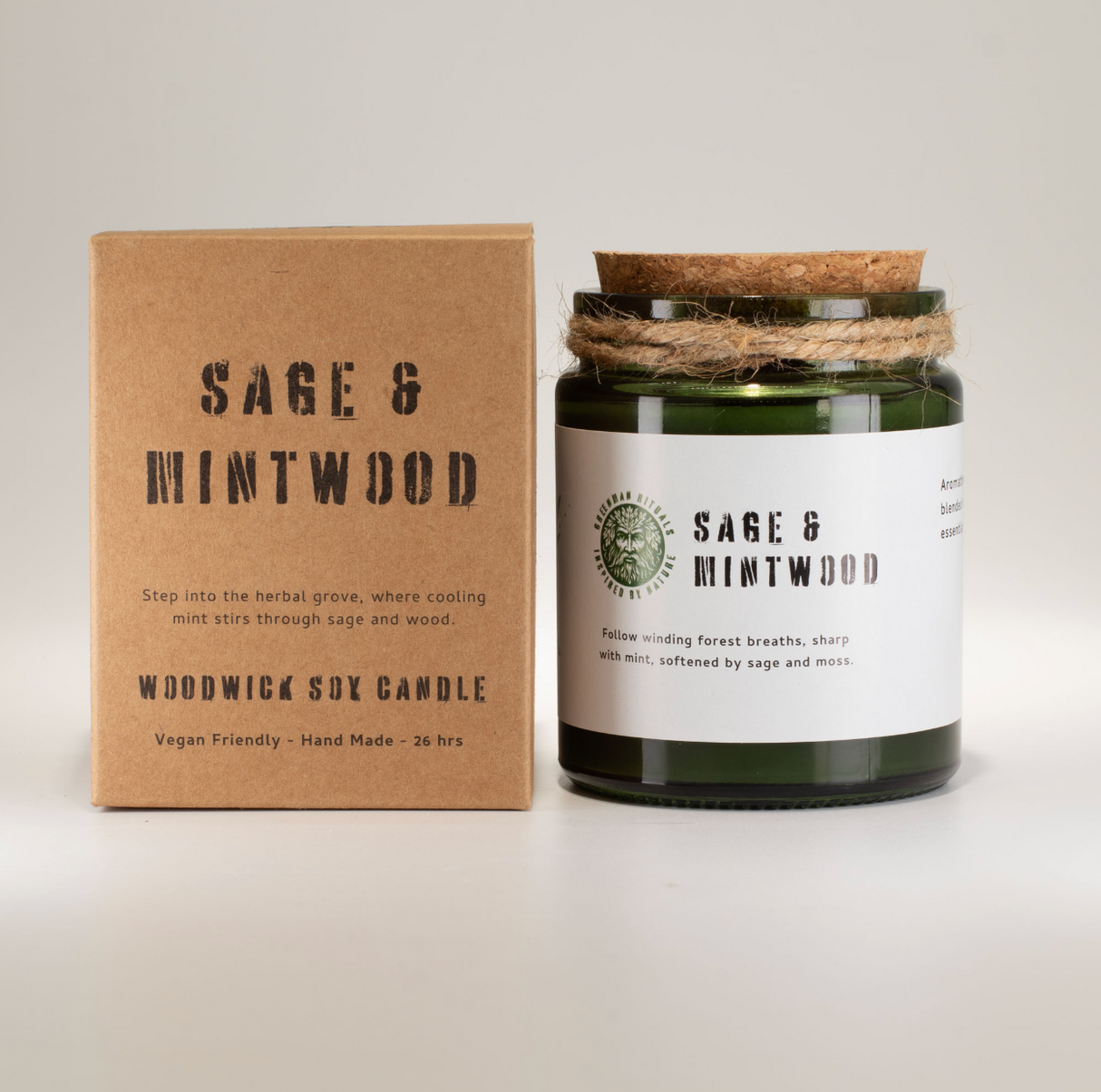 Greenman Woodwick Soy Candle Sage Mintwood