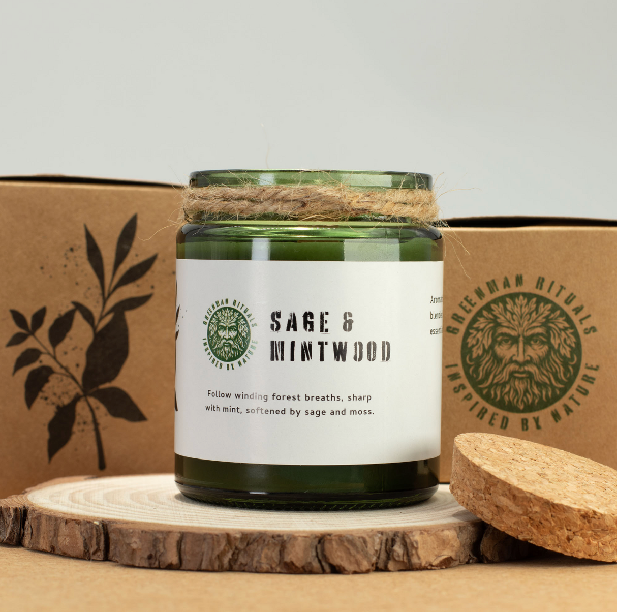 Greenman Woodwick Soy Candle Sage Mintwood