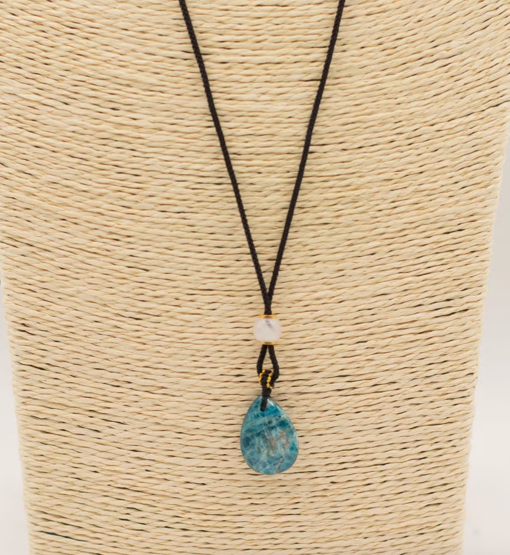 Cord Necklace Gemstone Pendant Howlite Teardrop