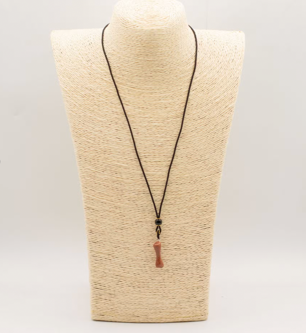 Cord Necklace Gemstone Pendant Goldstone Bone