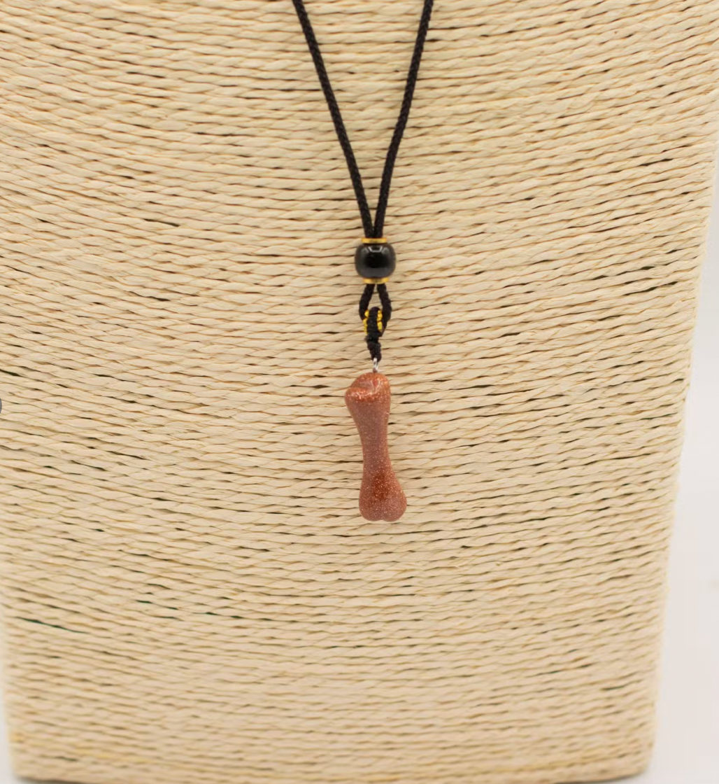 Cord Necklace Gemstone Pendant Goldstone Bone