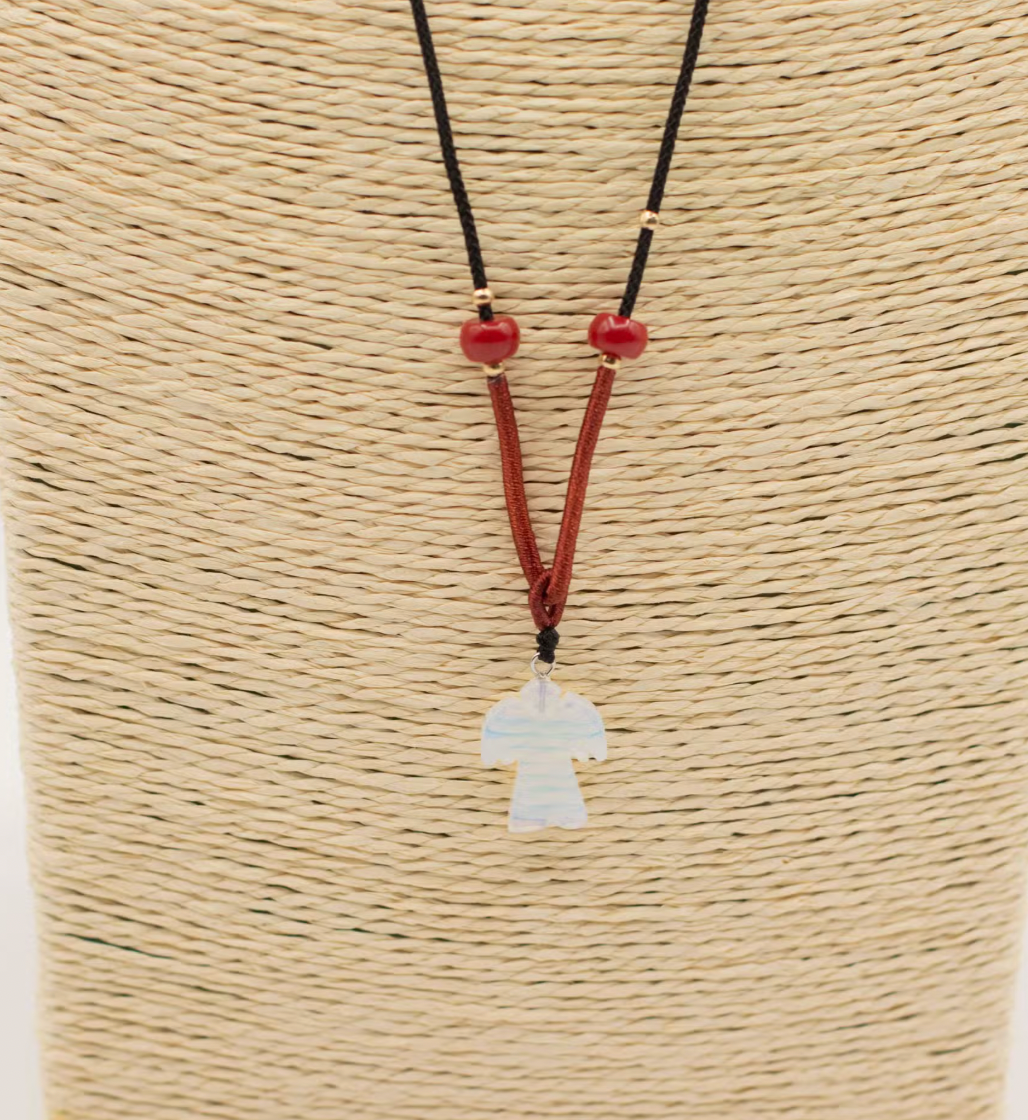 Cord Necklace Gemstone Pendant Opalite Angel